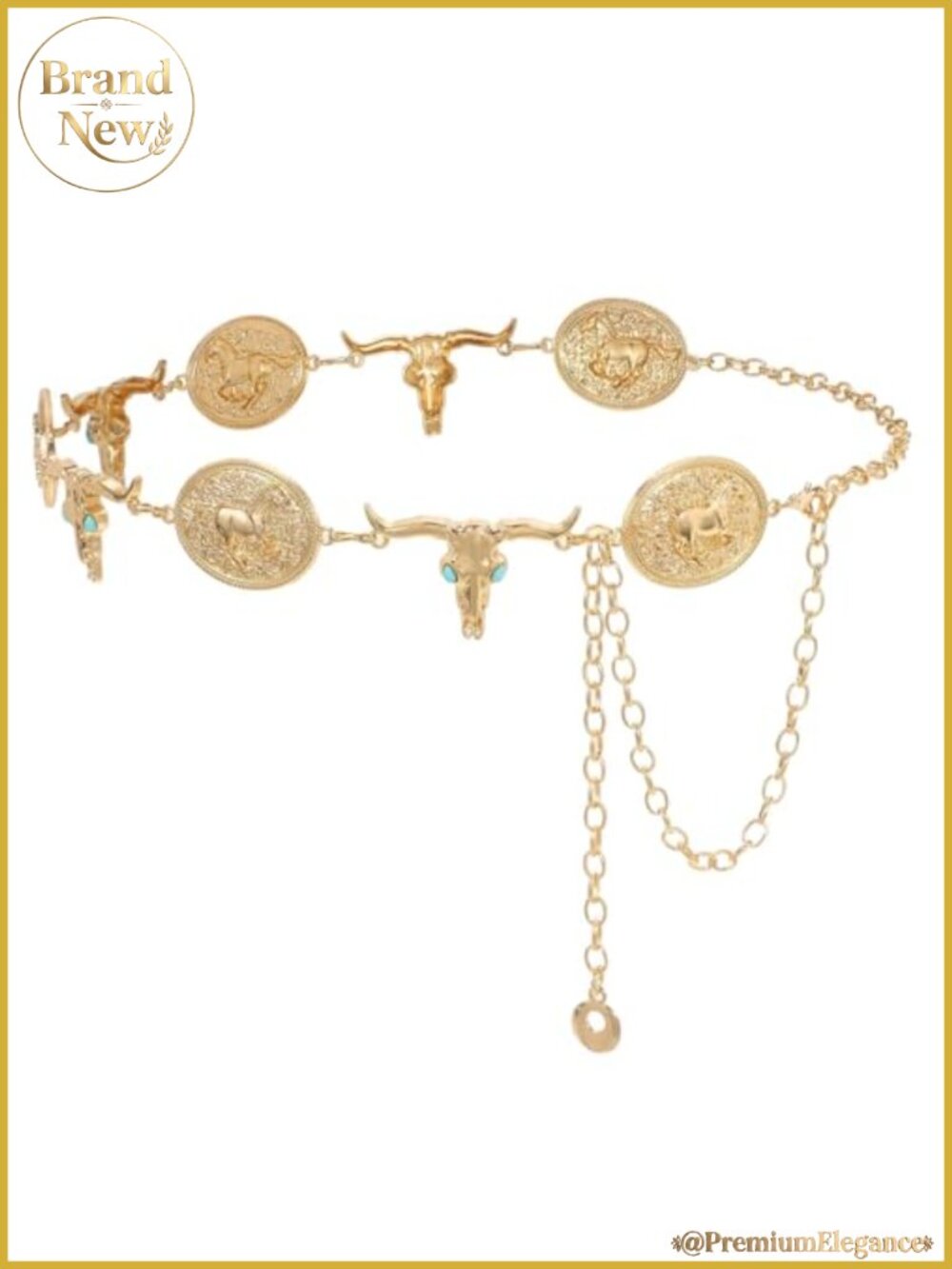 Western Metal Concho Chain Belt Adjustable Waist